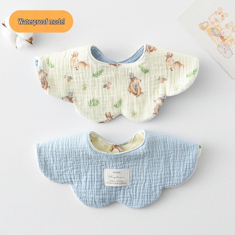 Dwustronny, wodoodporny śliniaczek dla niemowląt w stylu koreańskim z płatkami, wykonany w 100% z gazy bawełnianej