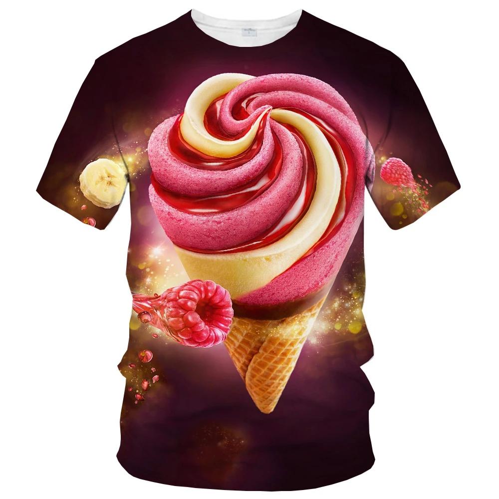 Fashion Ice Cream T-Shirts Summer Novelty Children's T-Shirt Boy Girl Clothes from 5 to 6 Years Tops Round Neck Girls Clothing