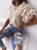T-shirt estiva nuova stile, semplice, alla moda, a maniche corte con volant