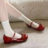 Scarpe Mary Jane da Donna Rosso Vino Primavera Scarpe Casual da Donna Poco Profonde con Fiocco a Farfalla Scarpe Eleganti in Pelle da Vestito
