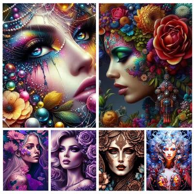 Diy 5d Diamant Pictură Zână de flori Mozaic complet Broderie Femeie frumoasă Poză cu strass Bijuterii pentru damă Seturi cu punct de cruce