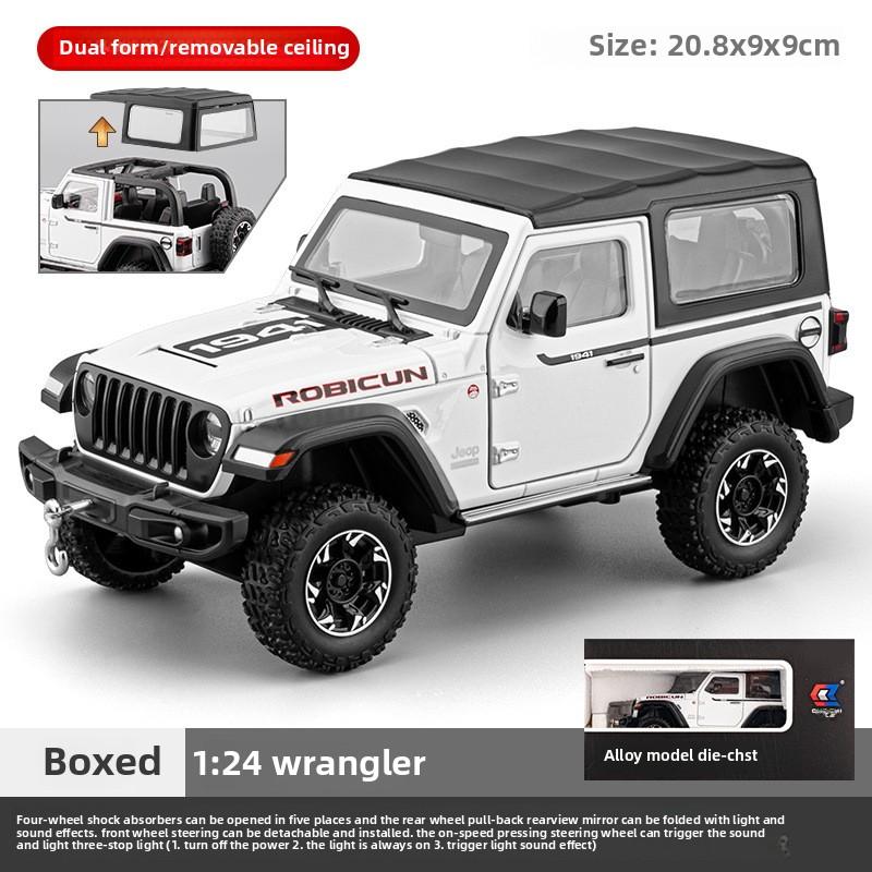 Simulation 1:24 Jeep Wrangler Metal Off Road Vehicle Model Hook Stretch Disassembly Top Canopy Boy Car Toy Gift Miniature