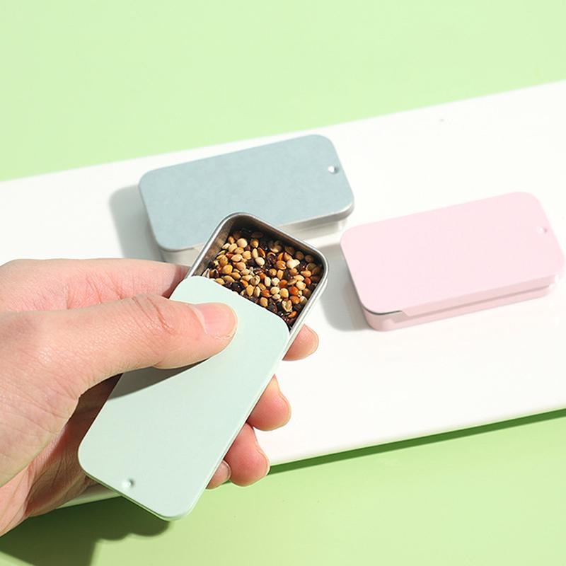Tinplate Box Slide Lid Push Pull Box Drawer Balm Box Portable Box Mini Aromatherapy Jar Candy Small Iron Box Gift Box