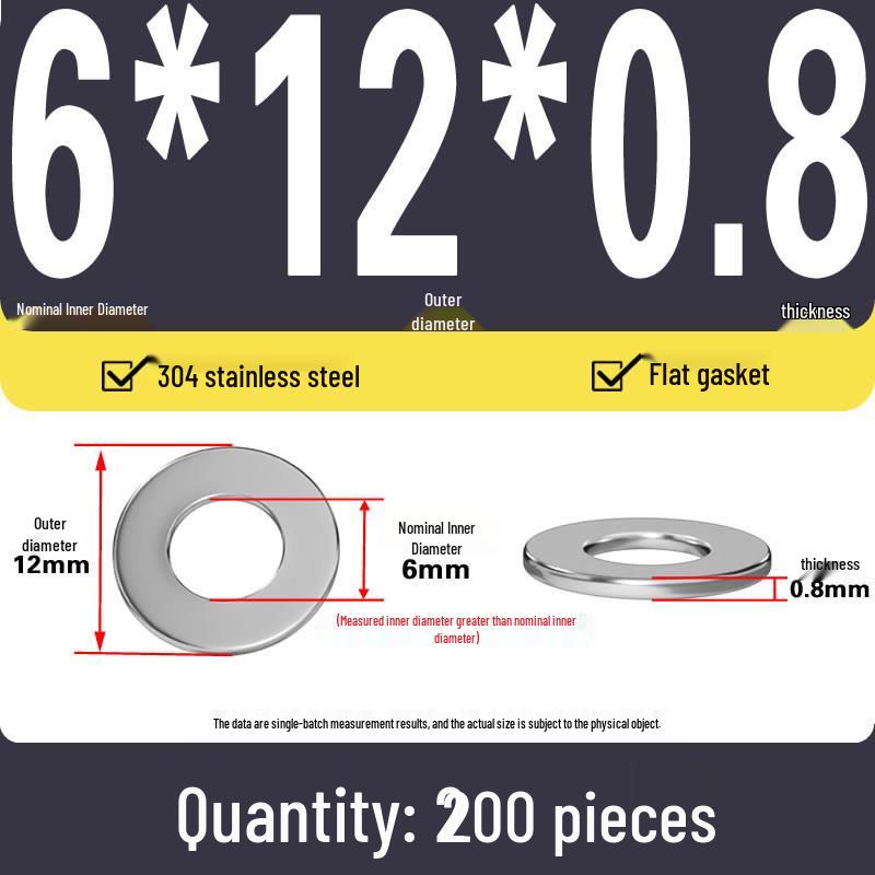 Plochá podložka z nerezové oceli 304 pro nastavení vůle hřídele (0,1/0,2/0,3 mm)