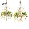 Decorative Succulents Holder for Balcony Ballet Dancer & Mermaid Hanging Planter, Resin Shell-Shaped Flower Pot with Metal Chains, Stylish Decor Patio