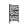 Paravent de jardin - - Motif floral moderne - 122 x 198 cm - Noir - Autoportant acier peint