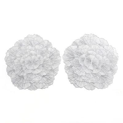 Tisch Deko Blumiges Platzset 2er (Silber)