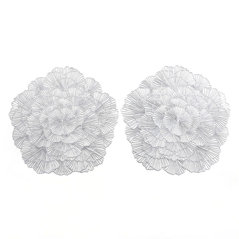 Table Deco Floral Placemat 2p (Silver)