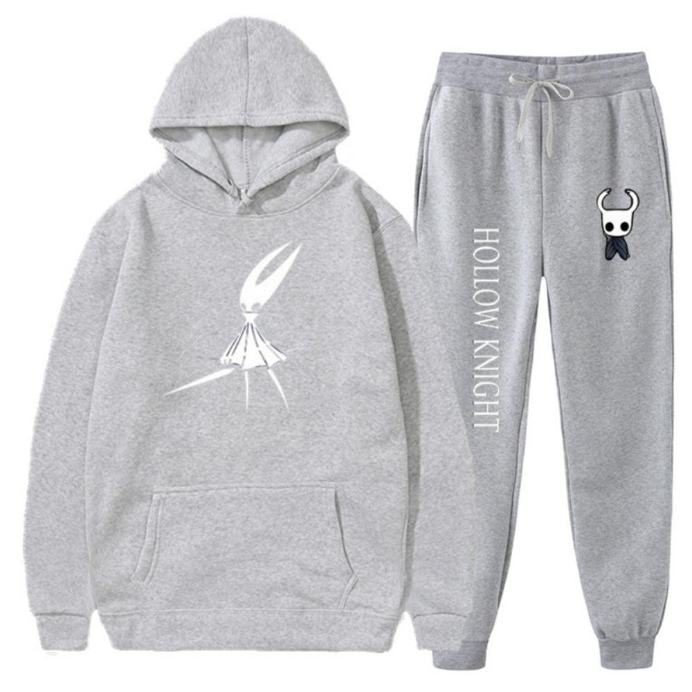 Men's Hoodie Anime Print Hollow Knight Hoodie Set Leg Binding Pants Two-piece Set