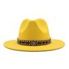 Ji Nan Ladies Wool Jazz Hat Big Eaves Hat Trendy Flat Edge Top Hat