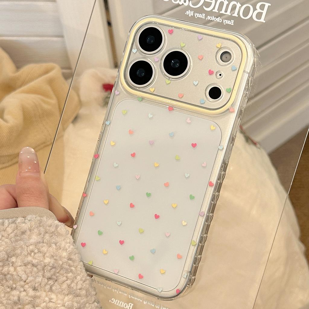 Korean Style Simple Colorful Little Love Heart Transparent Shock Proof Phone Cover Case for iPhone 17 16 15 14 13 12 Pro Max