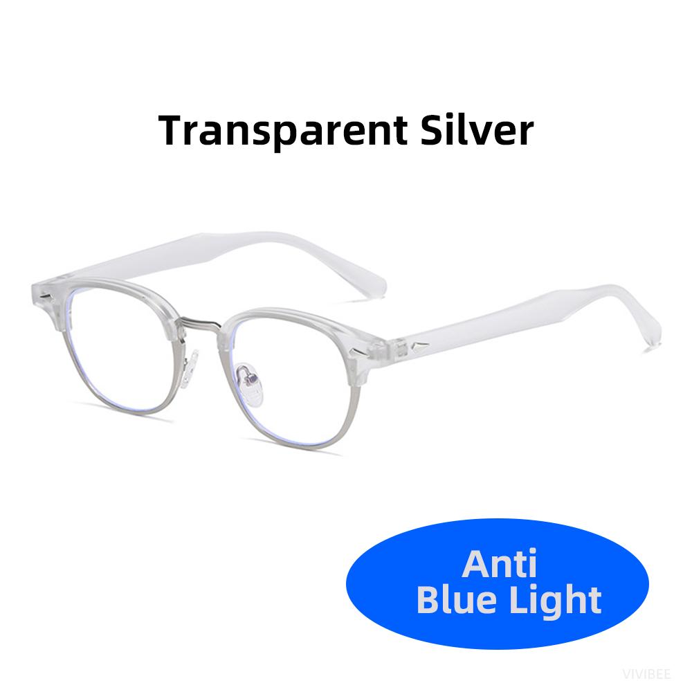 VIVIBEE Small Blue Light Blocking Glasses Men Semi Rimless Square Ray Filter Eyeglasses Vintage Women UV400 Computer Eyewear