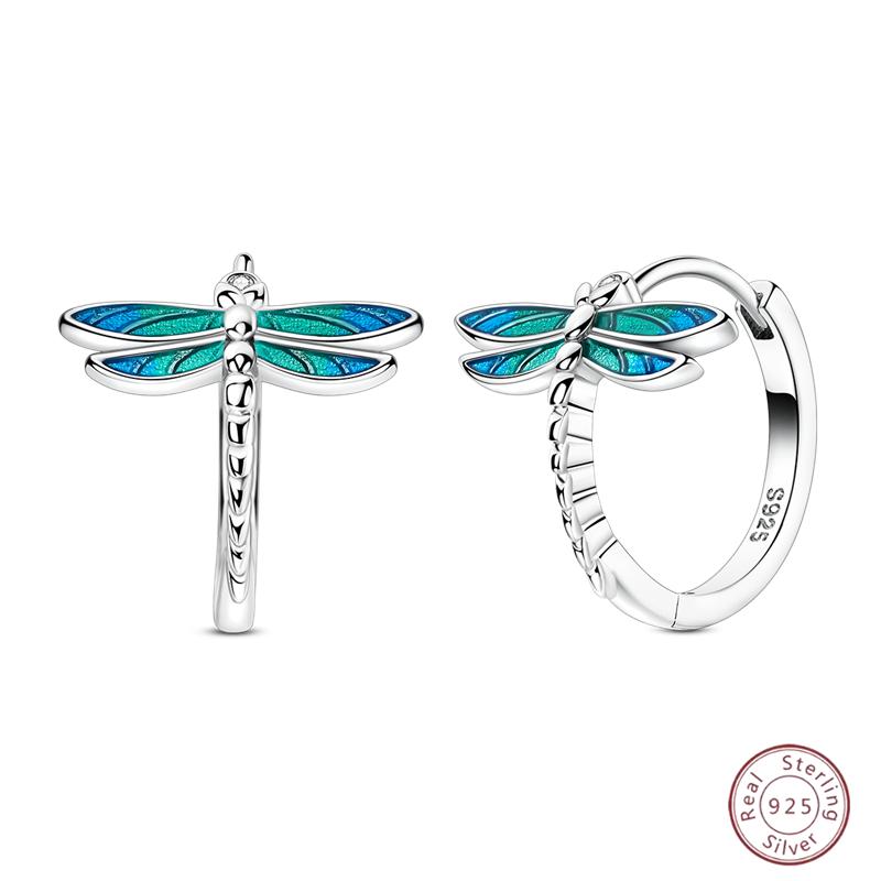 Sweet 925 Silver Ladybug Butterfly Dragonfly Iris Flower Design Earrings Fit Wedding Parties Exquisite Jewelry