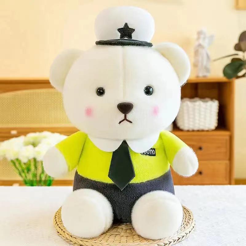 Cute Police Bear Plush Teddy Bear Police Doll Teddy Bear Doll Traffic Police Bear Doll Giving Children Gifts