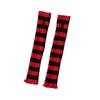 Women Arm Warmer Thumbhole Design Elbow Length Stretchy Knitted Arm Sleeves Red-Black Striped Half Finger Arm Gloves Cosplay Gloves