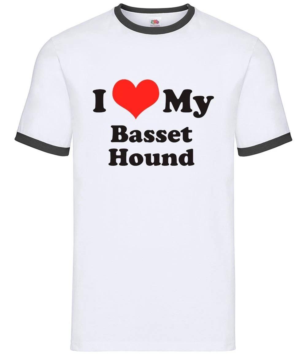 I Love My Basset Hound - Mens Ringer - Dog Puppy Pet Canine M