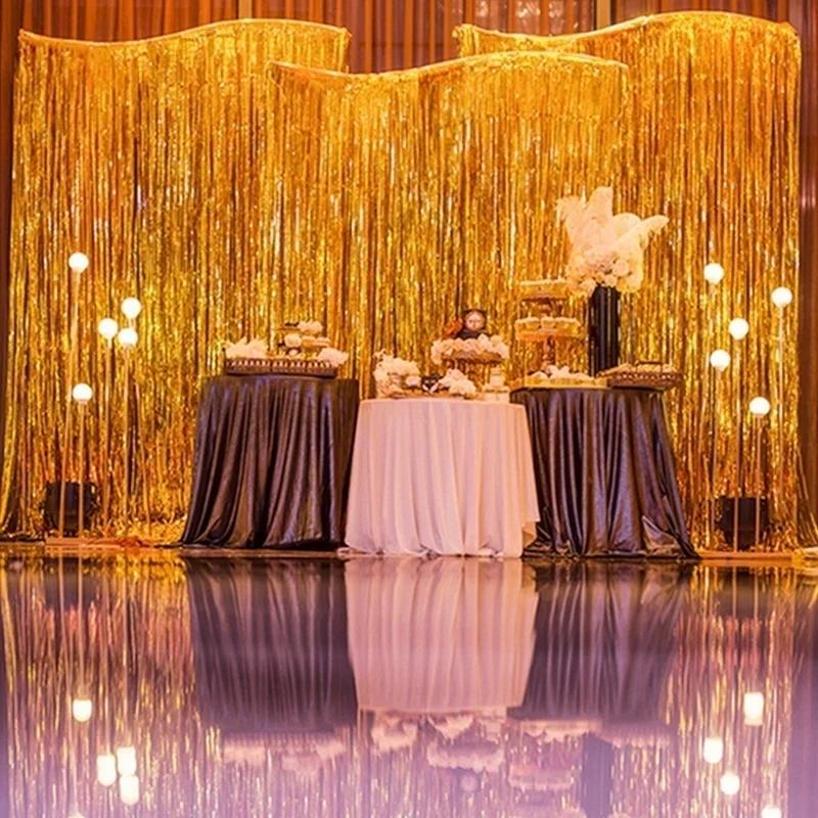1 Pcs Quality Foil Fringe Curtains Party Decoration 1*2M Women Wedding Backdrop Tinsel Foil Curtain Gold For Birthday Party