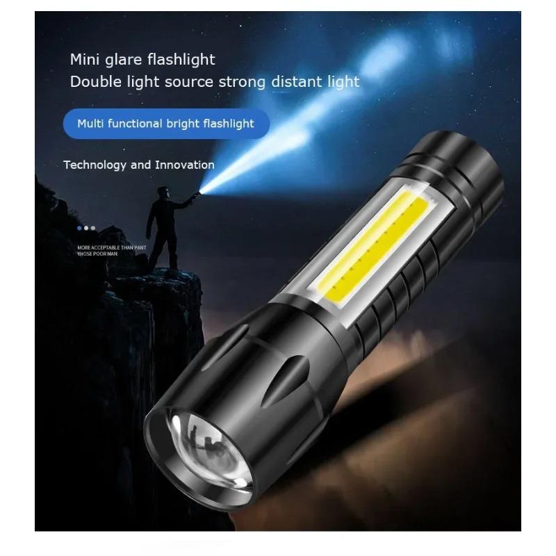 Portable USB Rechargeable Flashlight COB+XPE Zoom Mini Torch 3 Lighting Modes For Outdoor Camping Fishing Emergency Lantern