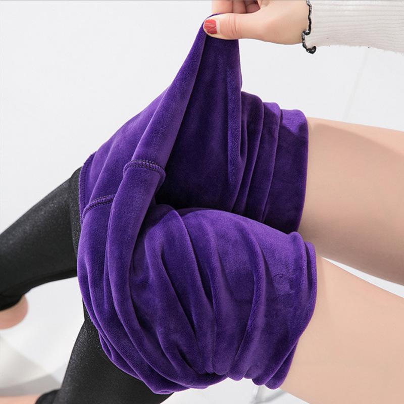 High-Waisted Fleece-Lined Glossy Stirrup Leggings for Outdoors