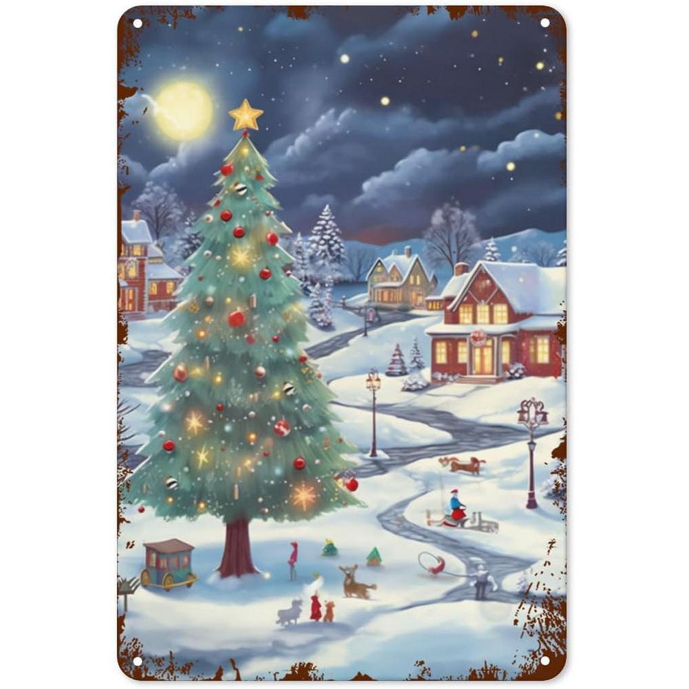 Metal Tin Signs Snow Man Xmas Wall Decoration Plaque Vintage Art Poster Iron Painting for Man Cave Home Cafe Garden Club Bar