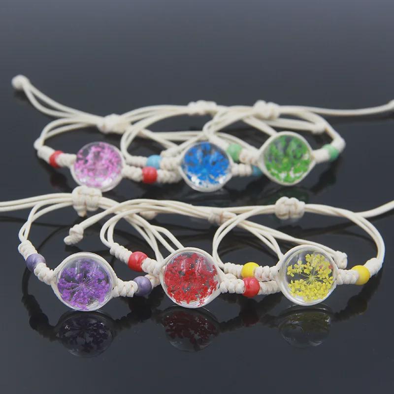 Starry Sky Dried Flower Glass Bracelet for Girlfriends, Couples & Students