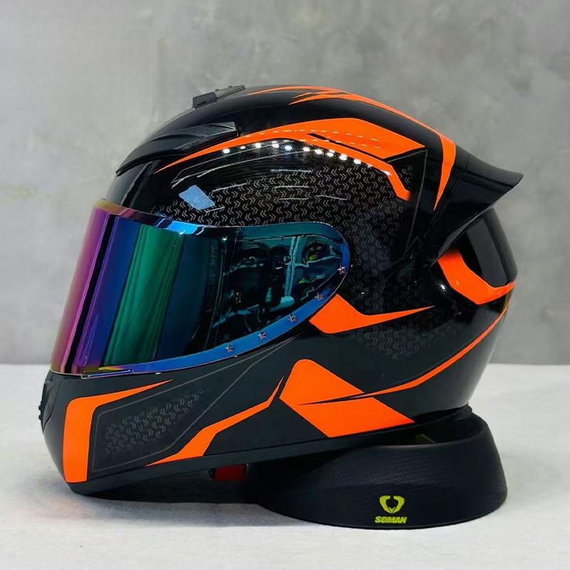 High-Definition Graphic Dynamic Dual R Full Face Motorcycle Helmet for Men Women City Commuting with Unique Artistic Designs