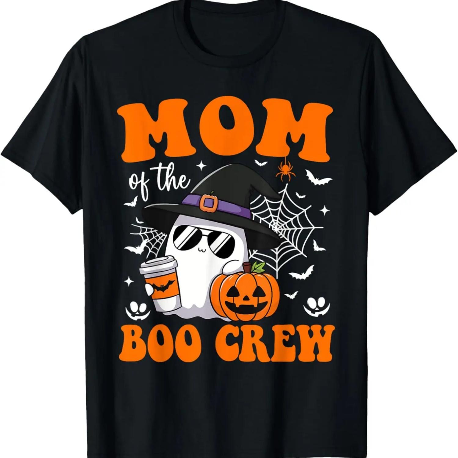 Mom Boo Crew Groovy Ghost Matching Family Halloween T-Shirt S чёрный