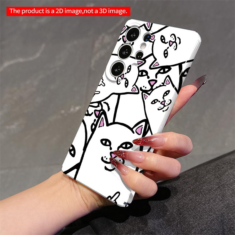 2DFlat Samsung Phone Case Funny Cats Pattern Phone Case Applicable To Galaxy S22 S23 S24 S25ULTRA S26 A12 A13 A14 A15 A16 A34 A35 A54 A55