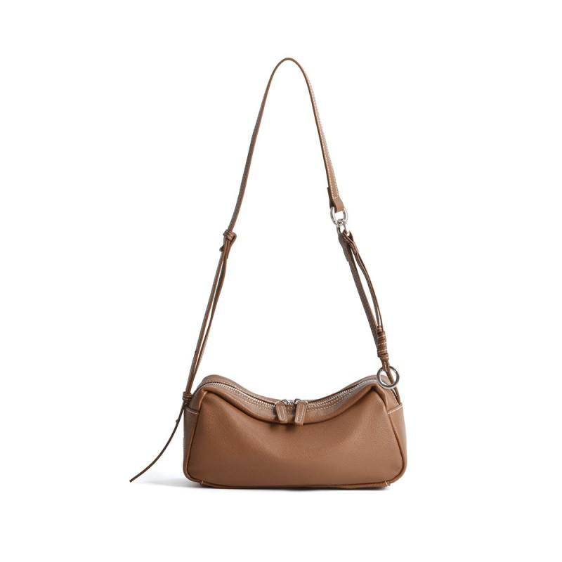

Fashionable Minimalist Top Layer Cowhide High-end Women s Bag Versatile Commuting Single Shoulder Pillow Casual Texture Leather Crossbody 26x9x12.5cm коричневый