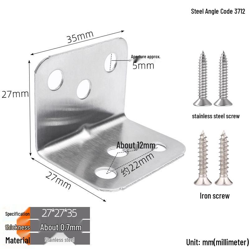 Stainless Steel 90° L-Shaped Thickened Angle Bracket Connector