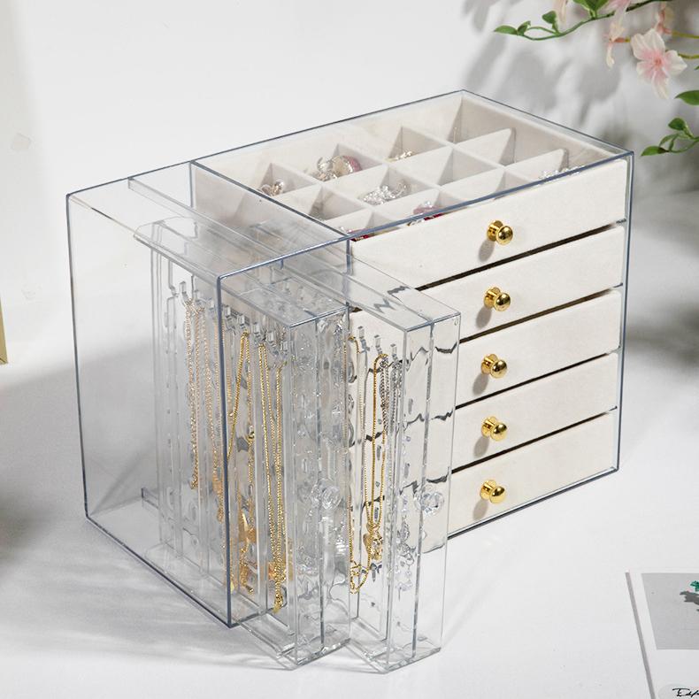 Organizador de Almacenamiento de Joyería de Acrílico Transparente de Lujo con Múltiples Cajones