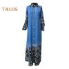 Lady Spring Maxi Dress Lapel Leopard Print Long Sleeves with Cufflink Loose Single-breasted Vintage High Waist Casual Daily Dress