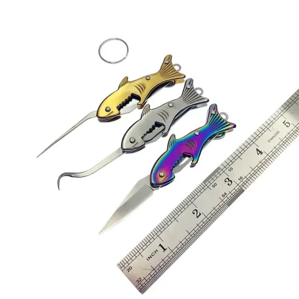 Haaienvormige Draagbare Opvouwbare Cutter Sleutelhanger Roestvrij Staal Zakmes Fruitmes Buiten