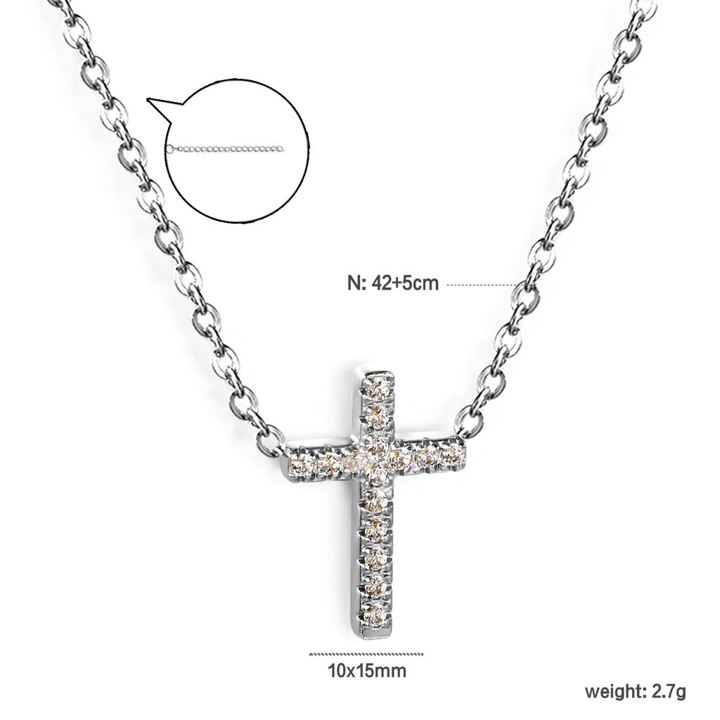 Zircon Cross Pendant Necklace Light Luxury Fashion Jewelry Gift for Women Delicate Collarbone Chain