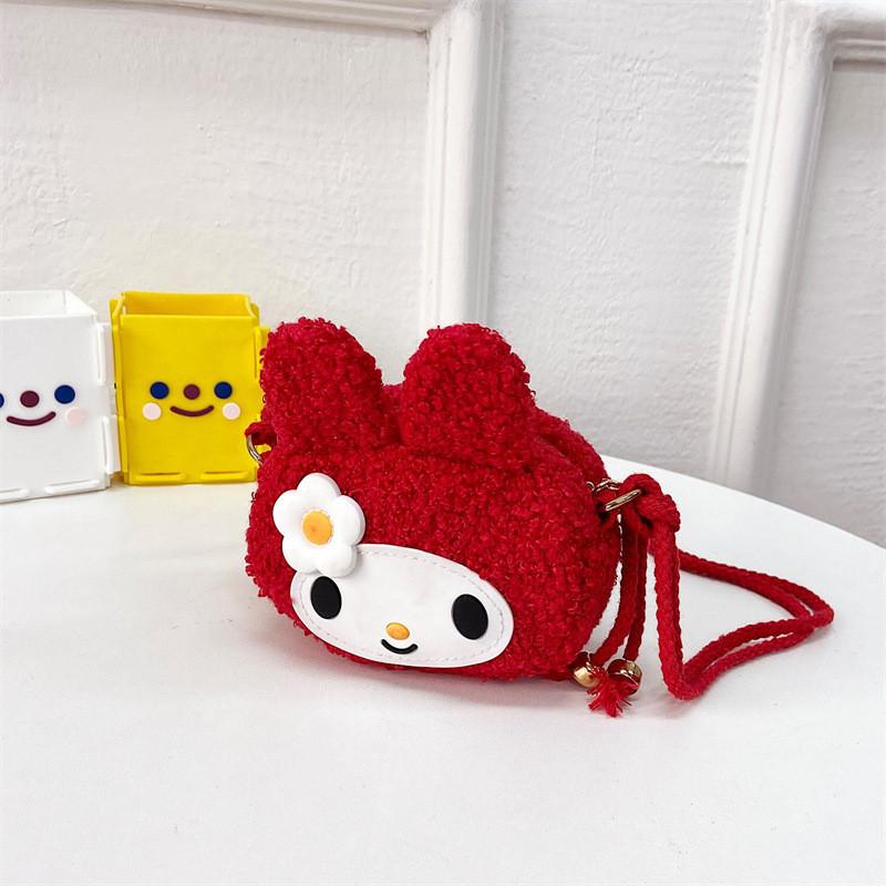 

Adorable Plush Bunny Shoulder Bag For Girls Cute Floral Mini Coin Purse червоний