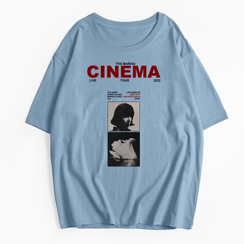 Hirsionsan Cinema Letter Printed T Shirt Women Summer Cotton