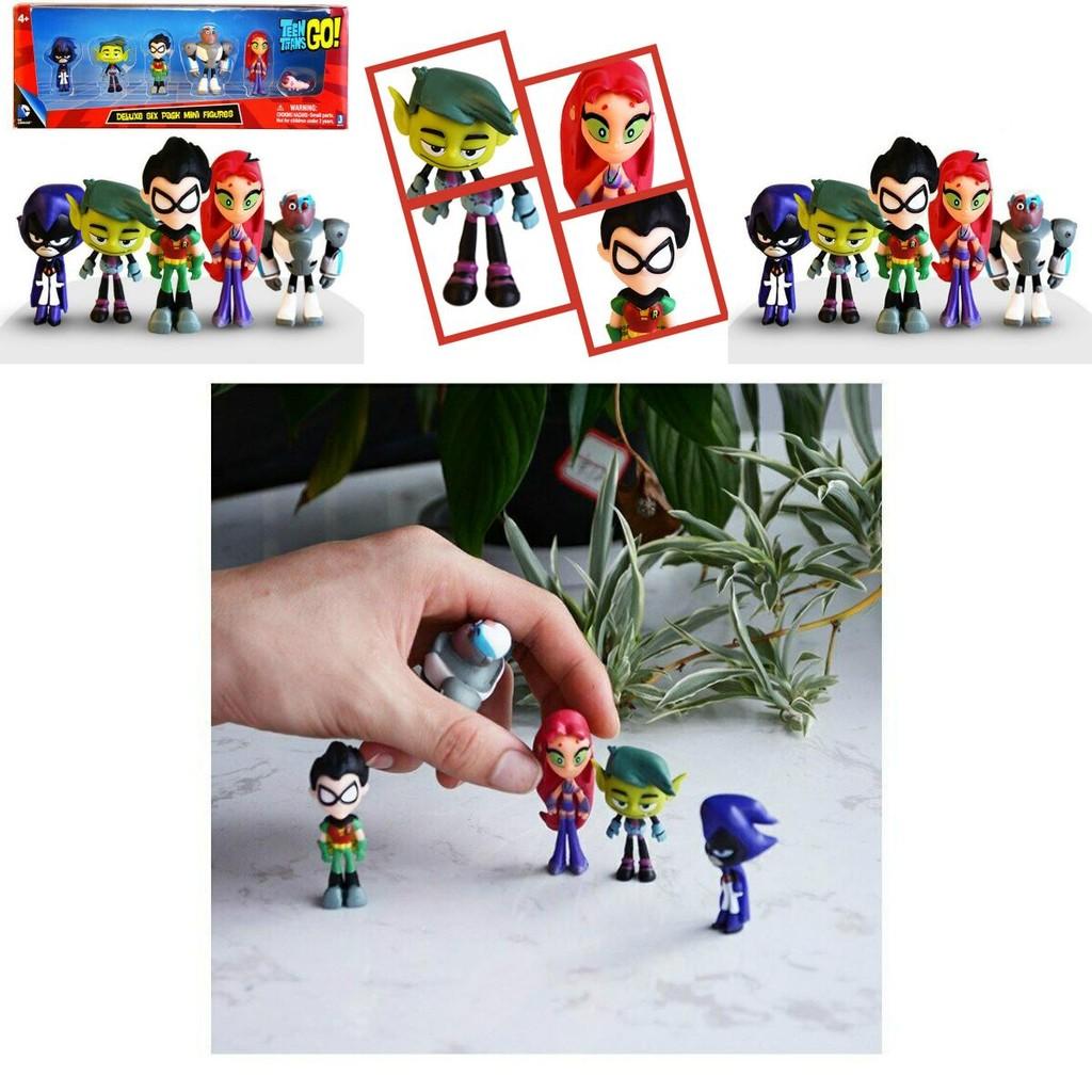 Vibrant Teen Titans Go Figure Set Featuring Robin Raven Beast Boy Starfire Collectibles