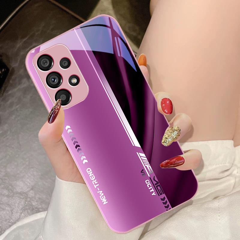 Handyhülle aus gehärtetem Glas für Samsung Galaxy S10 4G S20 11E 30 S21 21Fe 22 Pro S23 Ultra 5G S8 S9 Farbverlauf zweifarbig