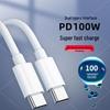 100W Fast Charging Double Type-C PD Data Cable, 5A C to C for Mobile Phones & Tablets