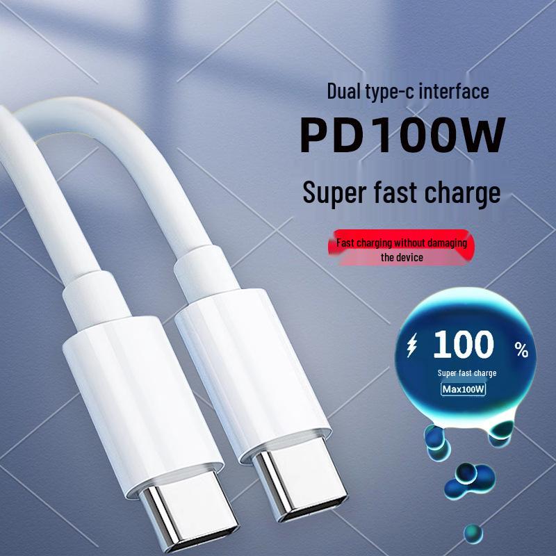 100W Fast Charging Double Type-C PD Data Cable, 5A C to C for Mobile Phones & Tablets