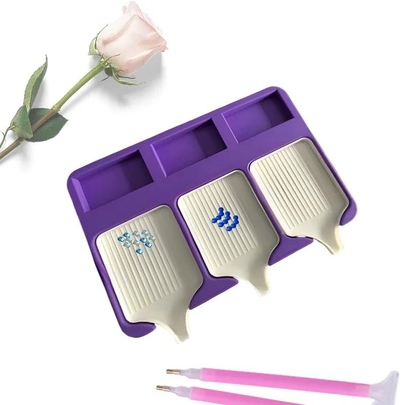 Diamond Painting Organizing Tray Storage Box 3-Slot Diamond Painting Storage Containers Diamond Painting Accessory