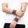 2pcs/set Adjustable Punk Goth Bracelet Wide PU Leather Bangle Leopard Wristband  Harajuku