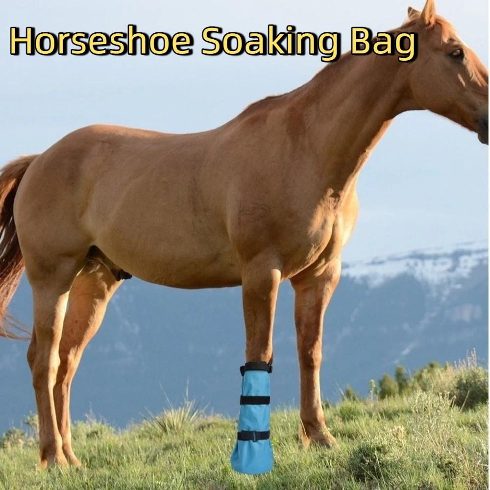 Practical PVC Hoof Soaking Boot Adjustable Durable Horse Soaker Bag with Elastic Band Hoof Care Hoof Waterproof Bag Veterinary