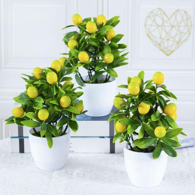 Simulation Bonsai Not Withered Creating Vitality Plastic Fake 12 Mesh Lemon Artificial Potted Plant Home Decor for Table Top