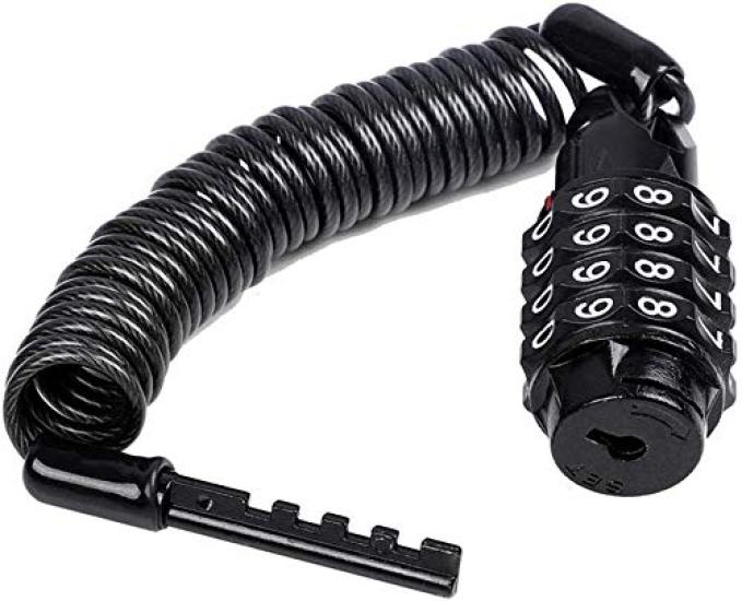 SpyFlyLie Bicycle 180cm Combination Cable Lock for Bicycles and Customizable PIN Lightweight Lock, Long, 4-Digit Motorcycles, Keyless, Password, Code,