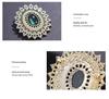 Emerald Oval Rhinestone Brooch - Luxurious Retro Palace Qipao Corsage Accessory