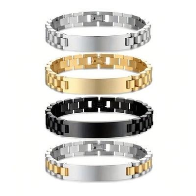 Stainless Steel Personalized Engraving Bracelet 10MM -15MM Fashion Wrist Bangle for Men High Polished Adjustable