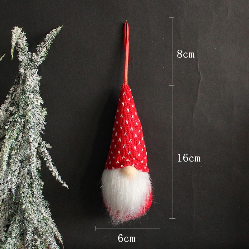 

Вязаный шерстяной рождественский гном-подвеска - маленькая безликая кукла для украшения елки