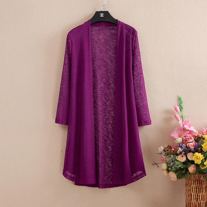 Spring and Summer Women's Long Tulle Sunscreen Cardigan Solid Color Casual Loose Jacket Women's Shawl Cardigan