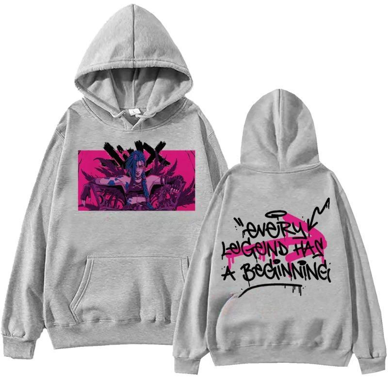 Hot Anime Arcane-Jinx Bluza z kapturem Harajuku Bluzy z kapturem Bluzy męskie i damskie Bluzy z kapturem Prezenty dla fanów Bluzy z kapturem i swetry Unisex